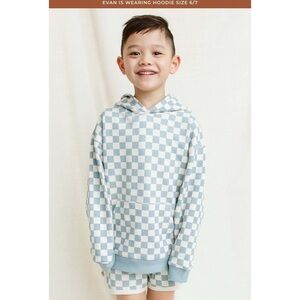 GOUMI ✧ Kids Organic Cotton French Terry Hoodie Cabana Check Size 2-3T